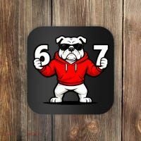 Six Seven 67 Meme Bulldogs Number 6 And 7 Coaster thumb 0