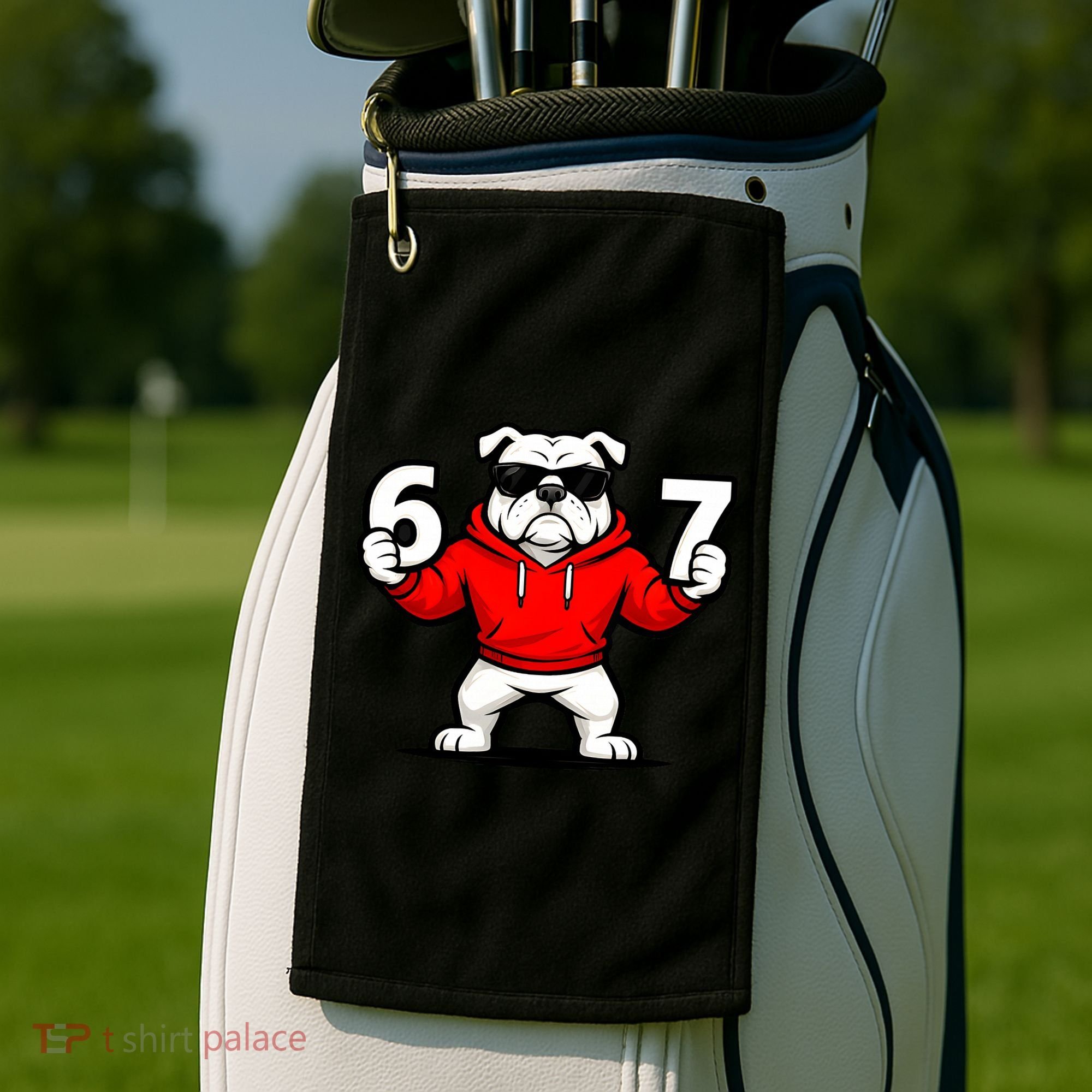 Six Seven 67 Meme Bulldogs Number 6 And 7 Golf Towel