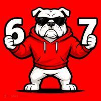 Six Seven 67 Meme Bulldogs Number 6 And 7 Santa Hat thumb 1