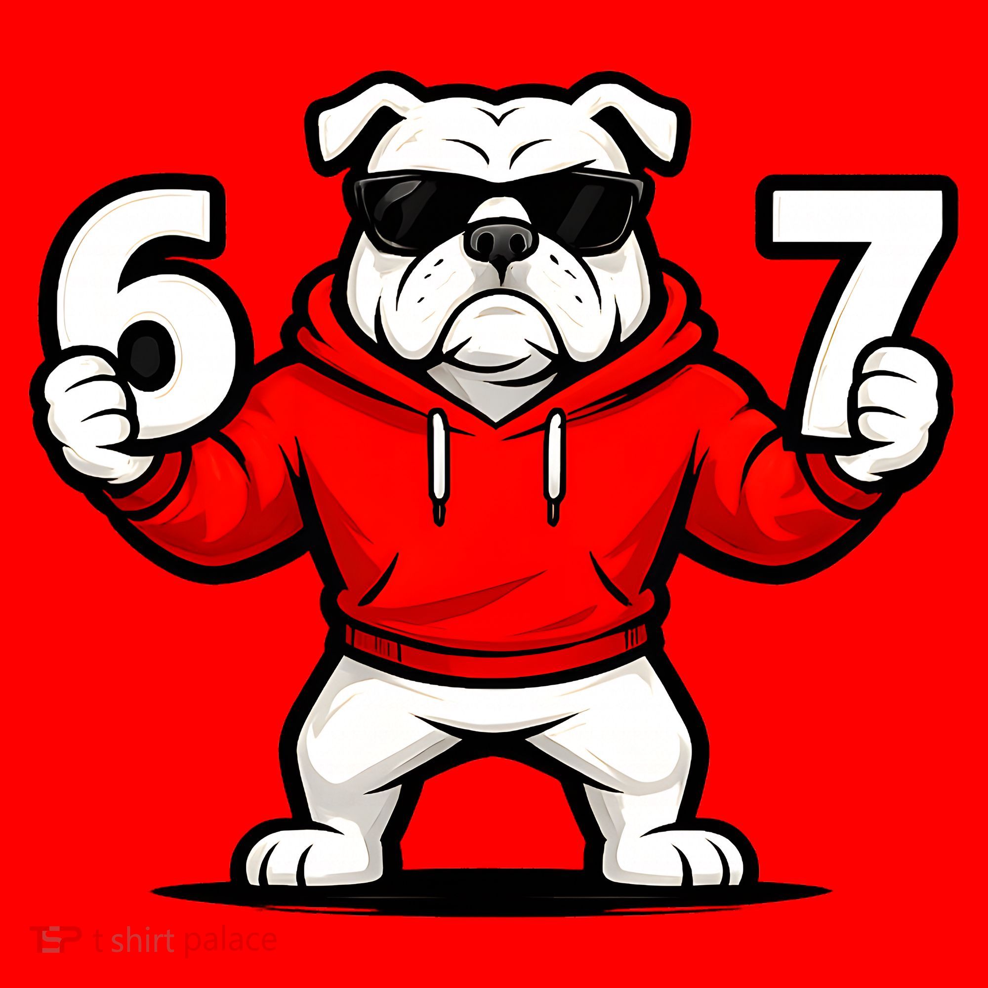 Six Seven 67 Meme Bulldogs Number 6 And 7 Santa Hat
