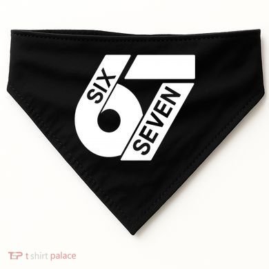 Six Seven 6-7 Meme 67 Sixty Seven Logo  USA-Made Doggie Bandana