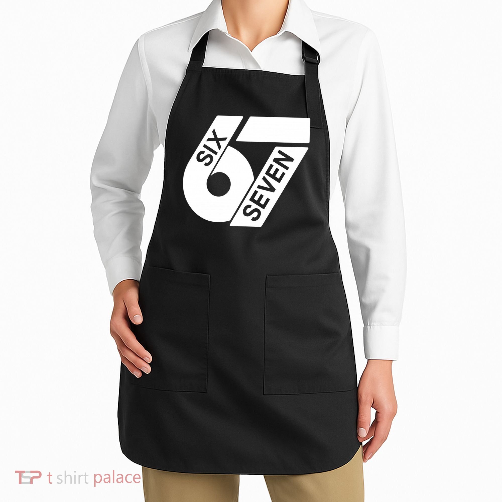 Six Seven 6-7 Meme 67 Sixty Seven Logo  Apron