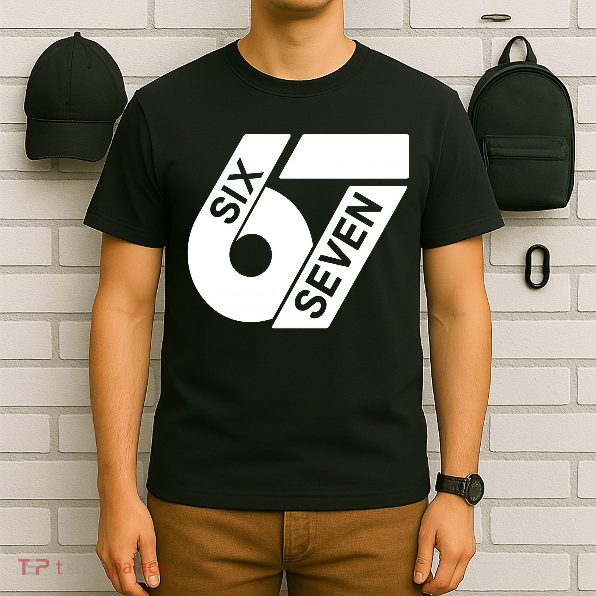 Six Seven 6-7 Meme 67 Sixty Seven Logo  T-Shirt