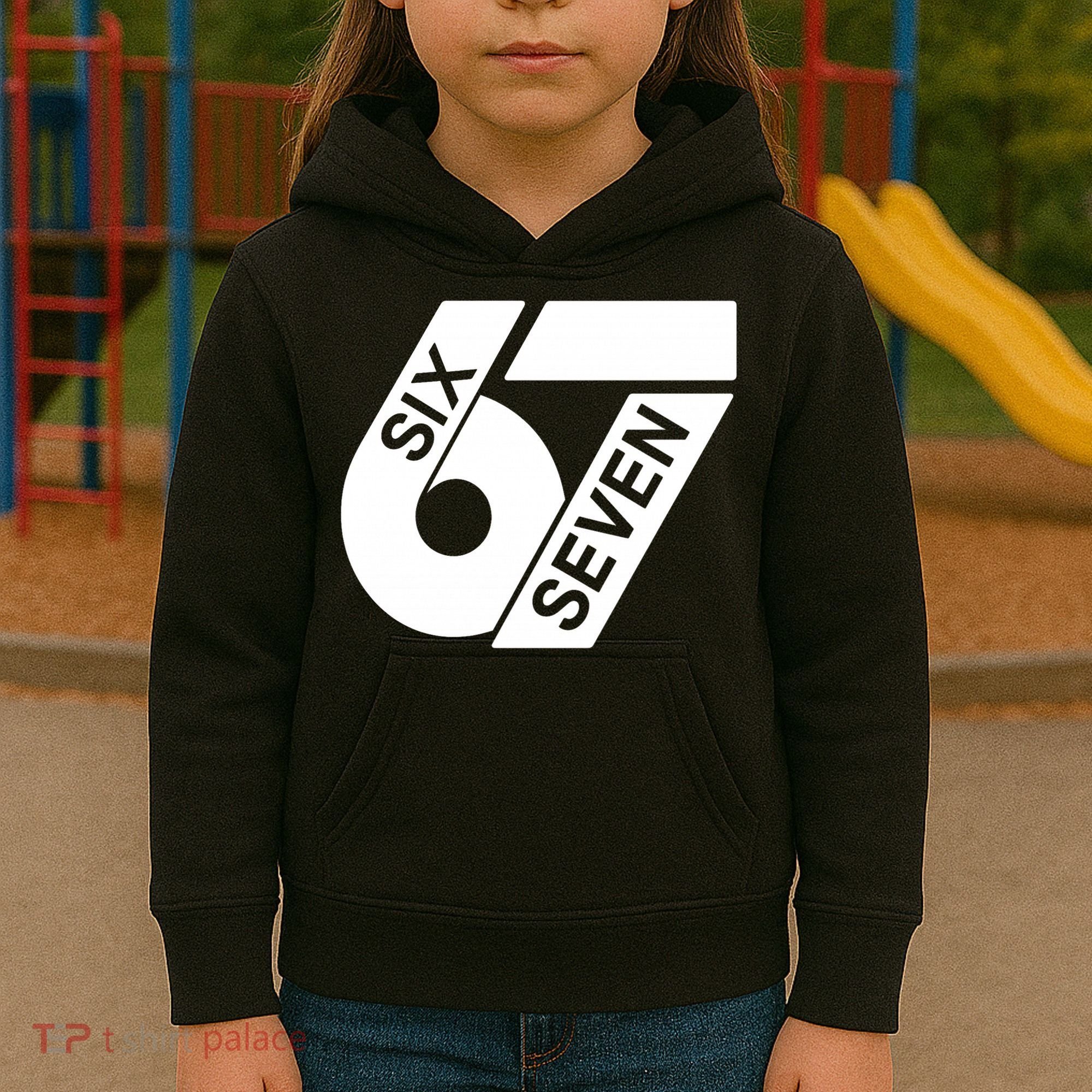 Six Seven 6-7 Meme 67 Sixty Seven Logo  Kids Hoodie