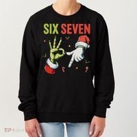 Six Seven 6 7 67 Meme Christmas Xmas Funny Women's Sweatshirt thumb 0