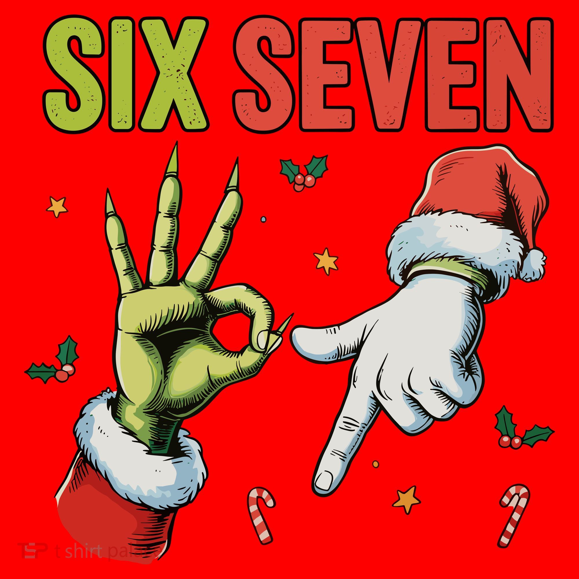 Six Seven 6 7 67 Meme Christmas Xmas Funny Santa Hat