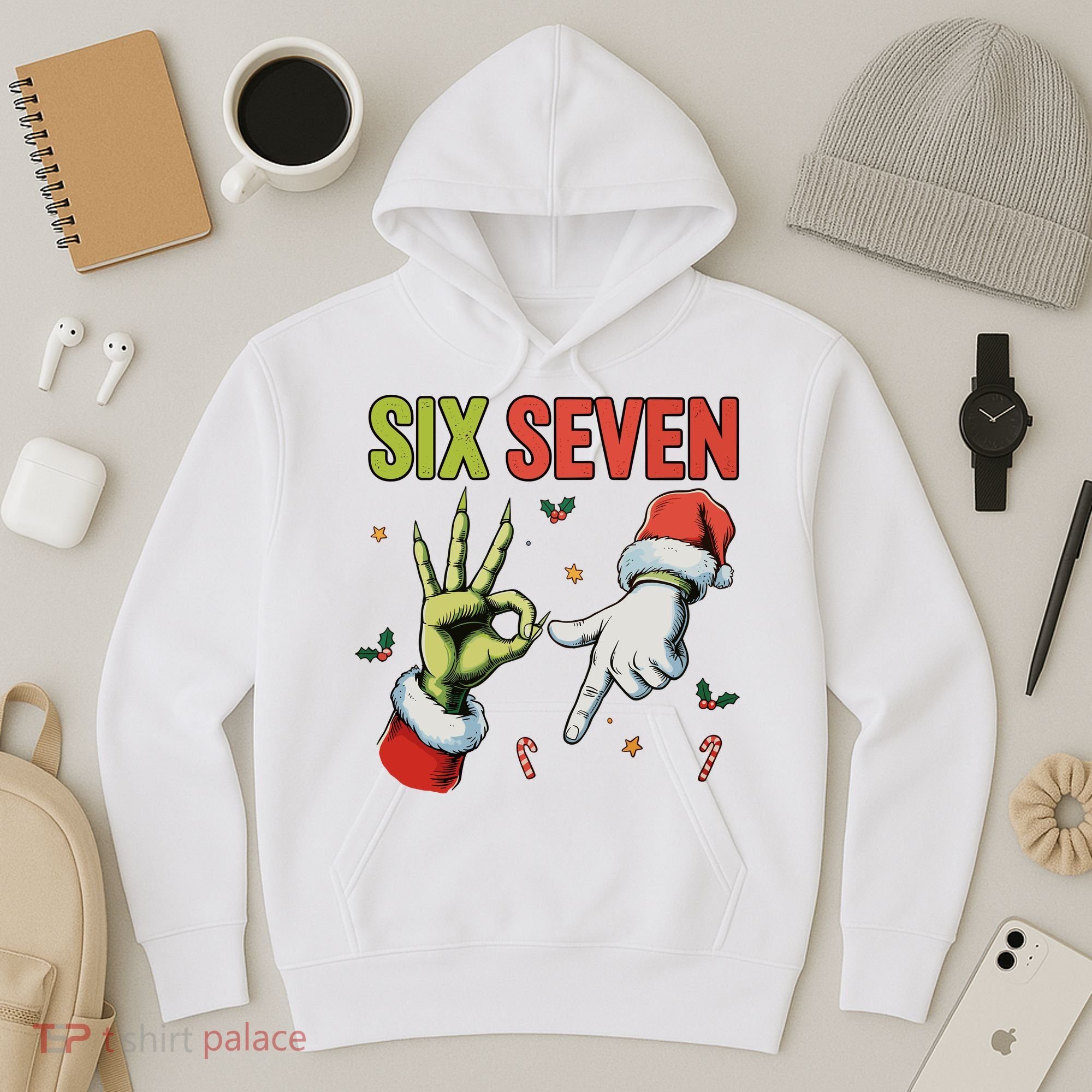 Six Seven 6 7 67 Meme Christmas Xmas Funny Hoodie