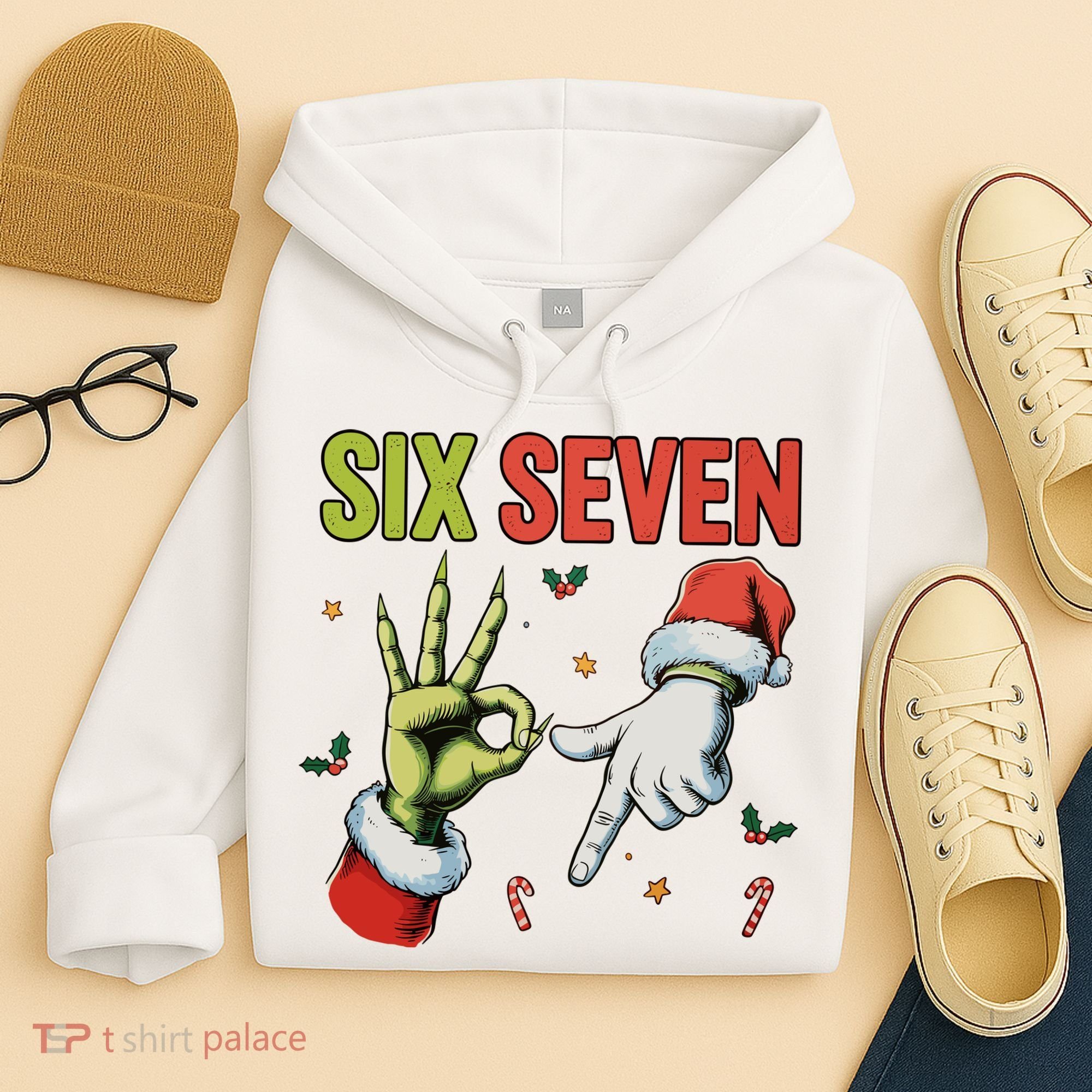 Six Seven 6 7 67 Meme Christmas Xmas Funny Hoodie