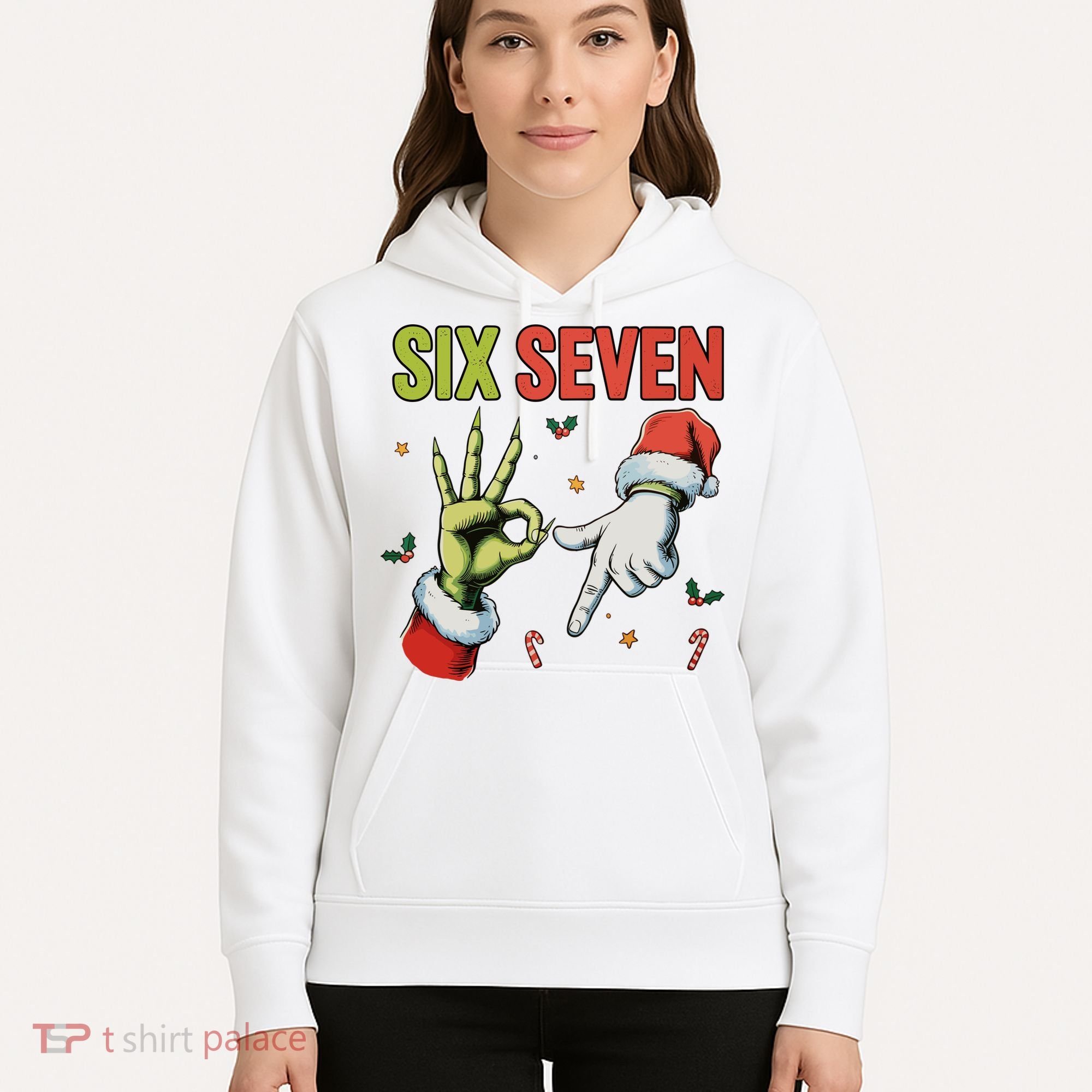Six Seven 6 7 67 Meme Christmas Xmas Funny Hoodie