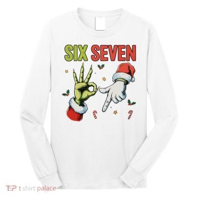 Six Seven 6 7 67 Meme Christmas Xmas Funny Long Sleeve Shirt