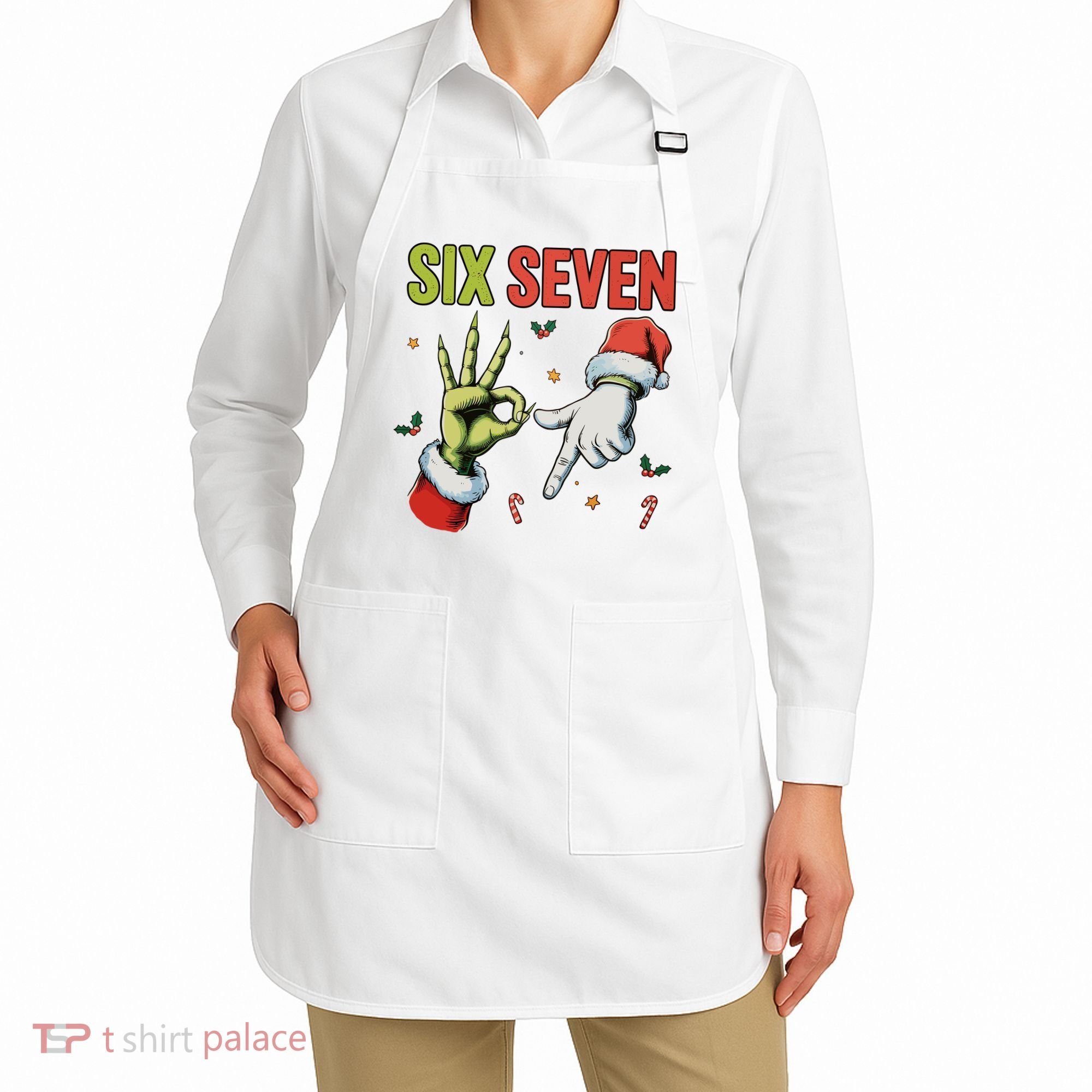 Six Seven 6 7 67 Meme Christmas Xmas Funny Apron