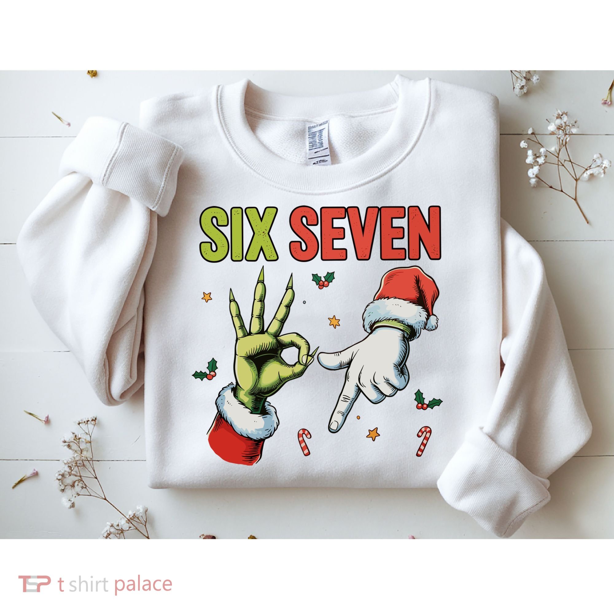 Six Seven 6 7 67 Meme Christmas Xmas Funny Sweatshirt