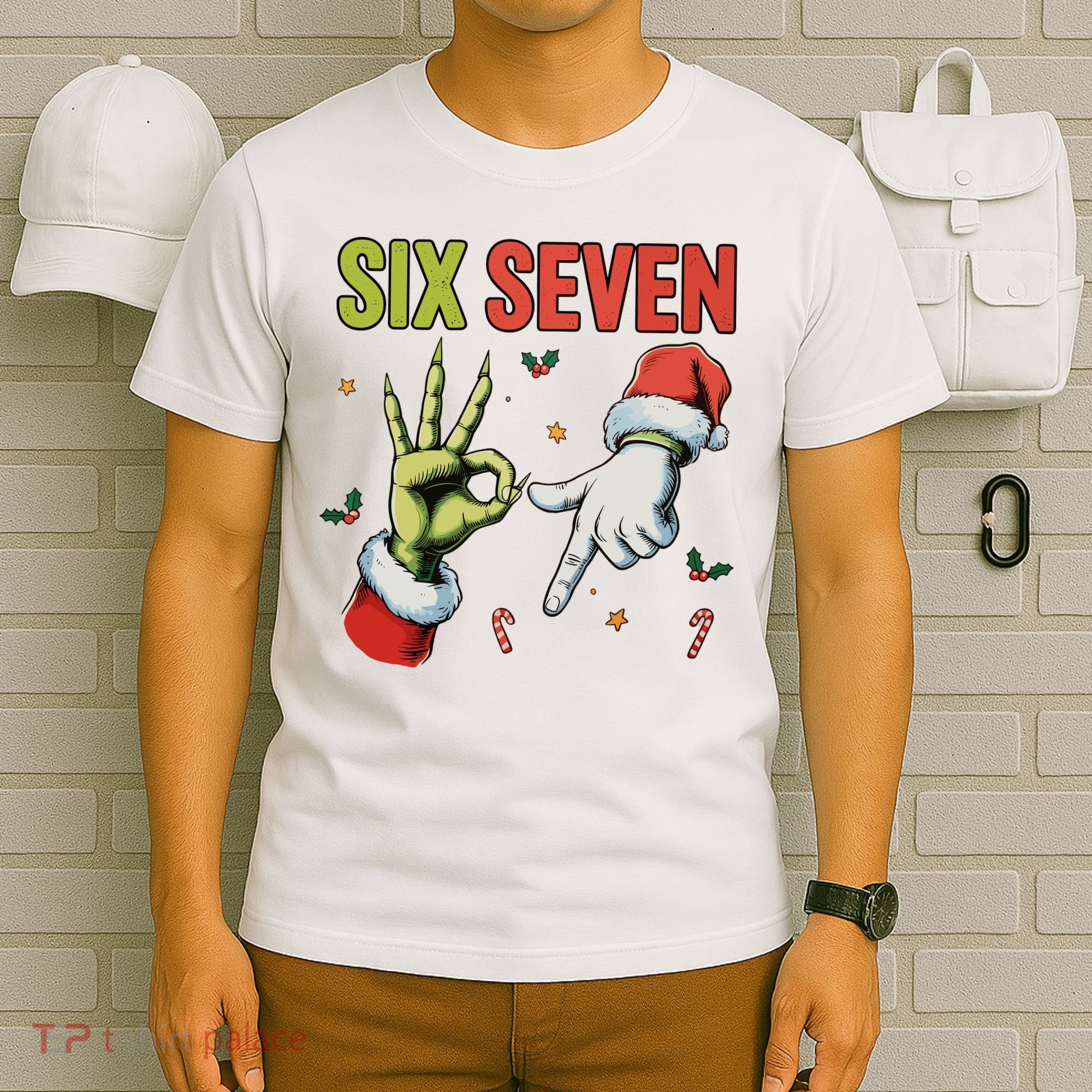 Six Seven 6 7 67 Meme Christmas Xmas Funny T-Shirt