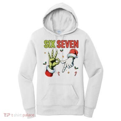 Six Seven 6 7 67 Meme Christmas Xmas Funny Women's Hoodie