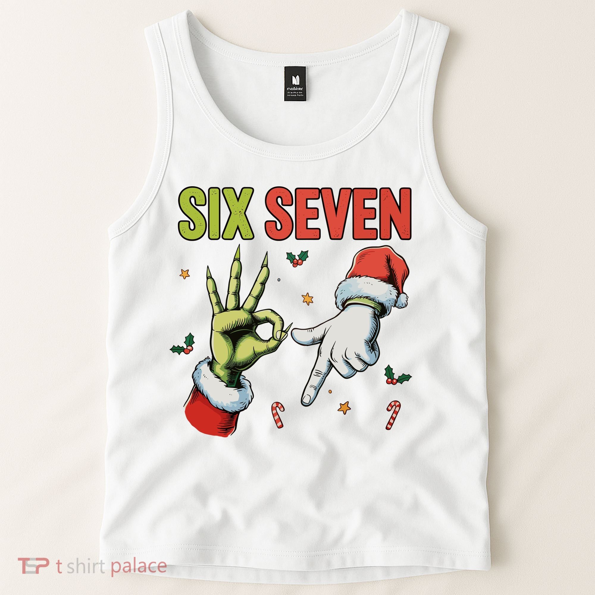 Six Seven 6 7 67 Meme Christmas Xmas Funny Tank Top
