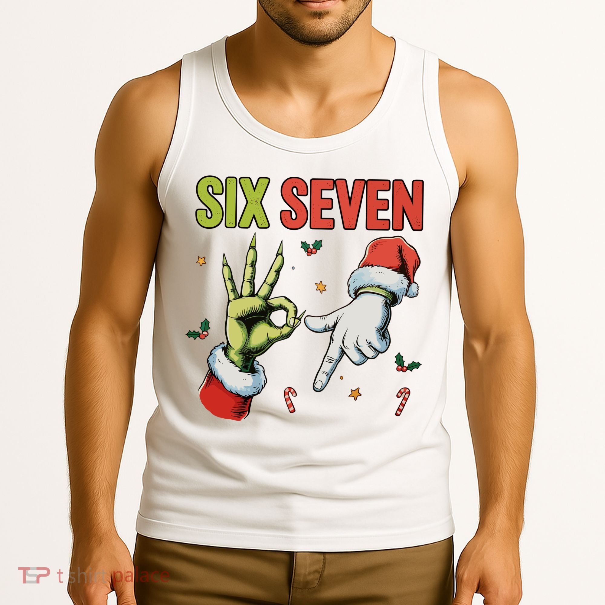 Six Seven 6 7 67 Meme Christmas Xmas Funny Tank Top