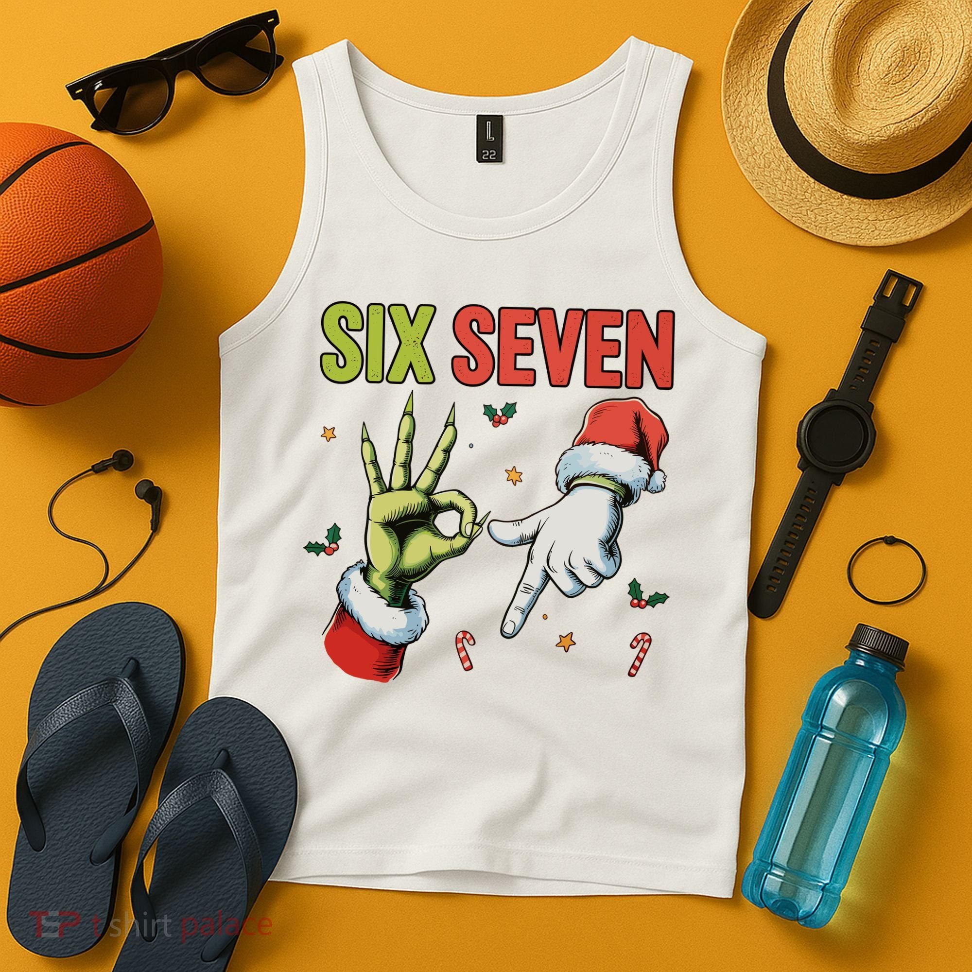 Six Seven 6 7 67 Meme Christmas Xmas Funny Tank Top