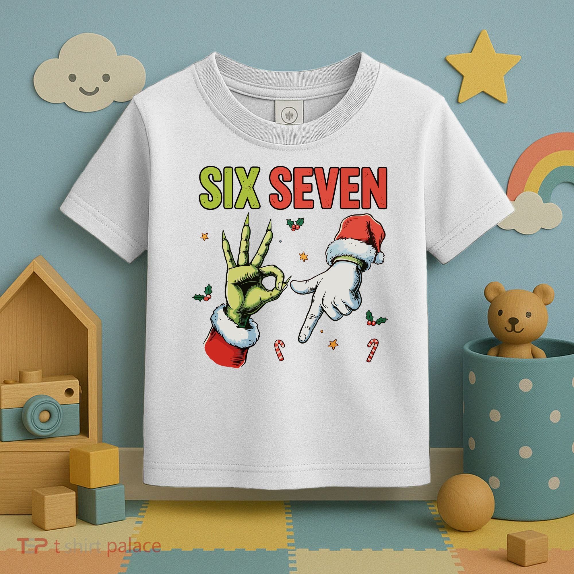 Six Seven 6 7 67 Meme Christmas Xmas Funny Toddler T-Shirt