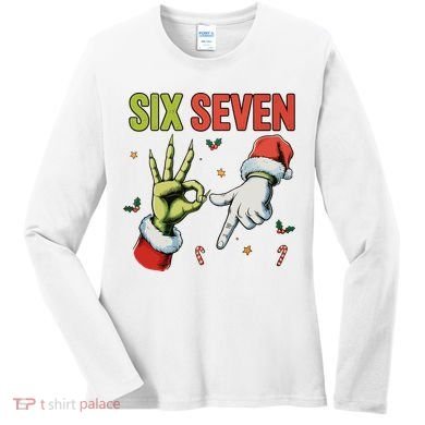 Six Seven 6 7 67 Meme Christmas Xmas Funny Women's Long Sleeve Shirt