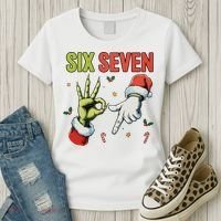 Six Seven 6 7 67 Meme Christmas Xmas Funny Women's T-Shirt thumb 3