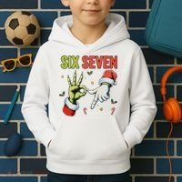 Six Seven 6 7 67 Meme Christmas Xmas Funny Kids Hoodie thumb 2