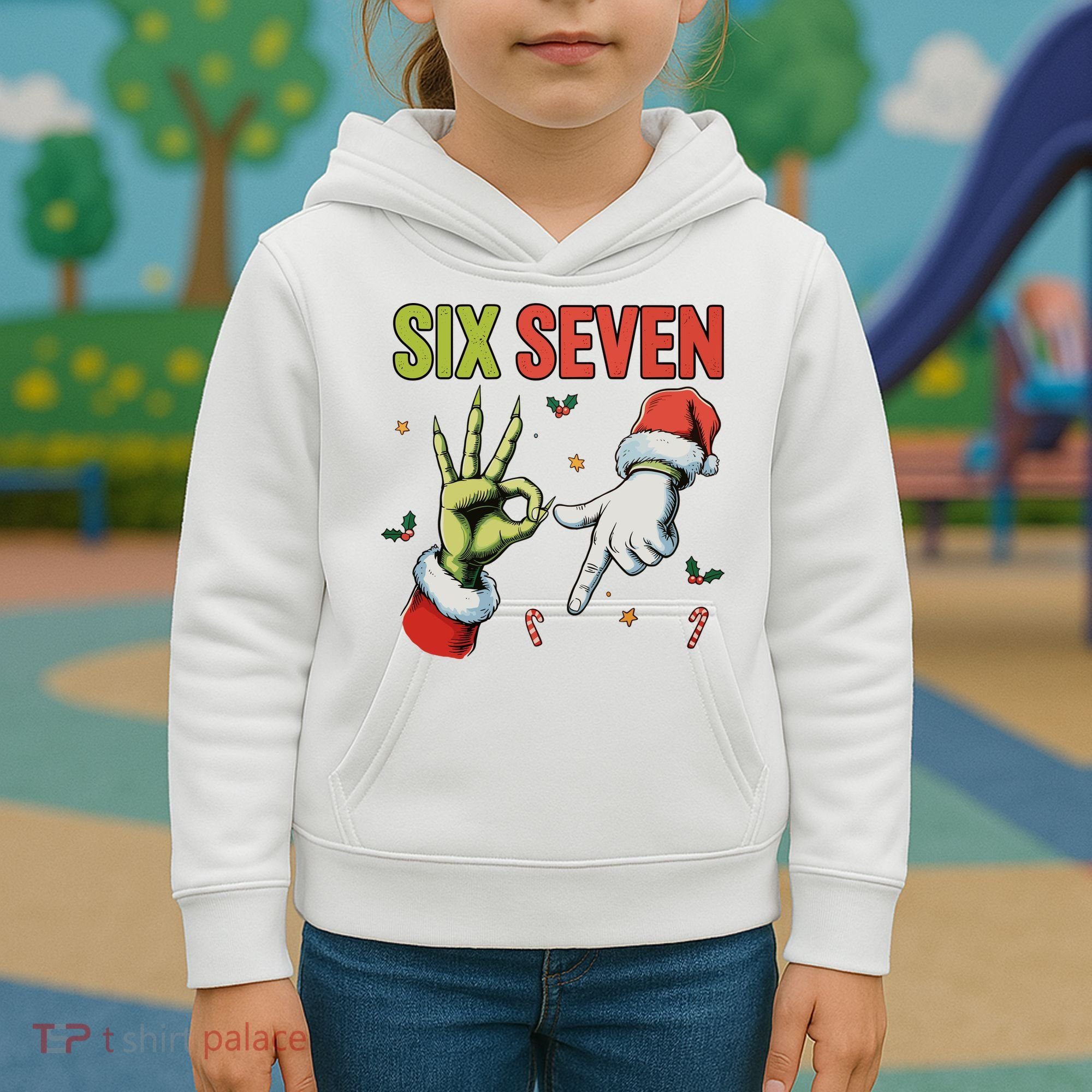 Six Seven 6 7 67 Meme Christmas Xmas Funny Kids Hoodie