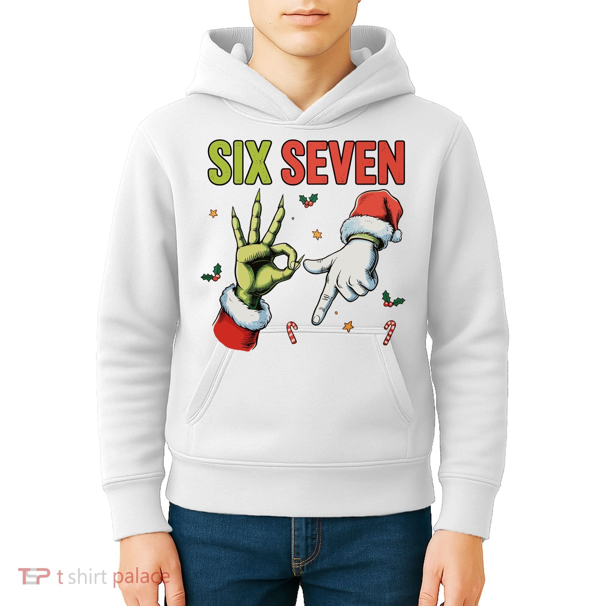 Six Seven 6 7 67 Meme Christmas Xmas Funny Kids Hoodie