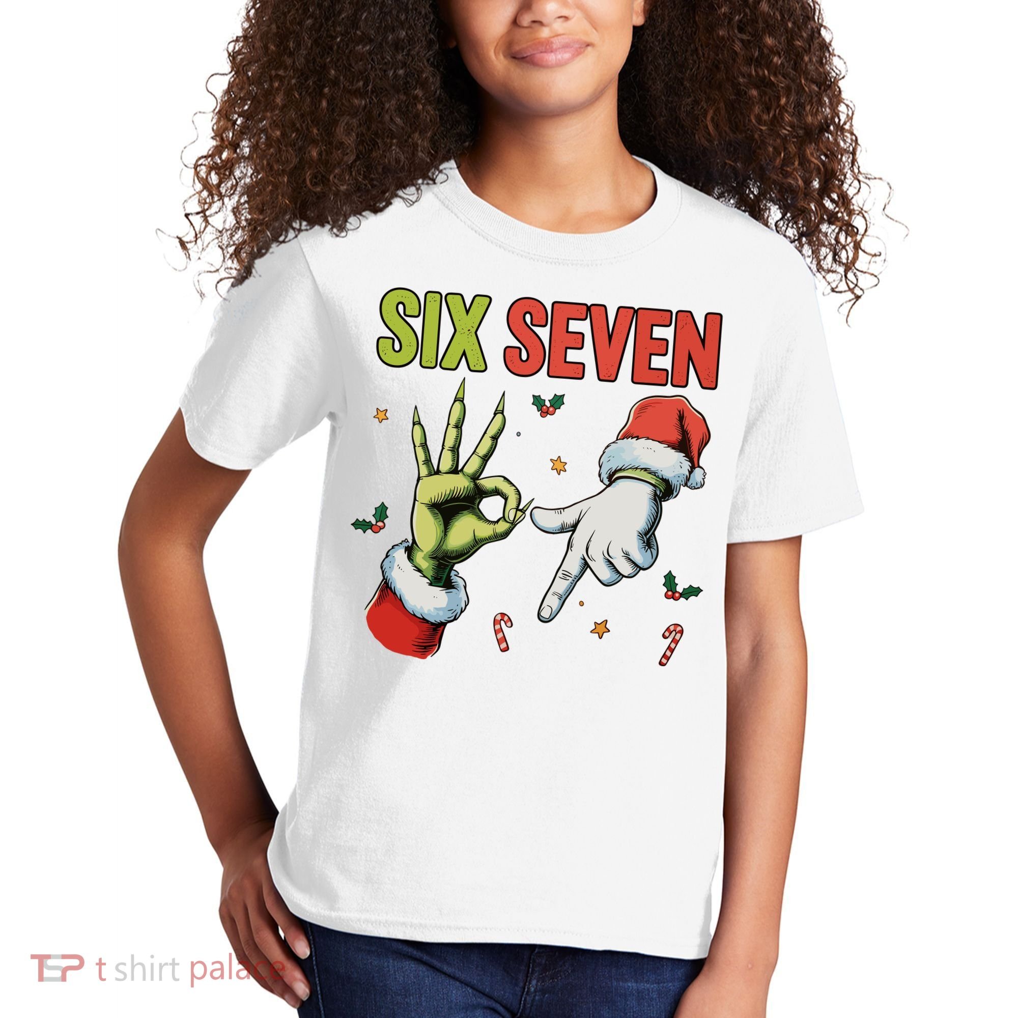 Six Seven 6 7 67 Meme Christmas Xmas Funny Kids T-Shirt