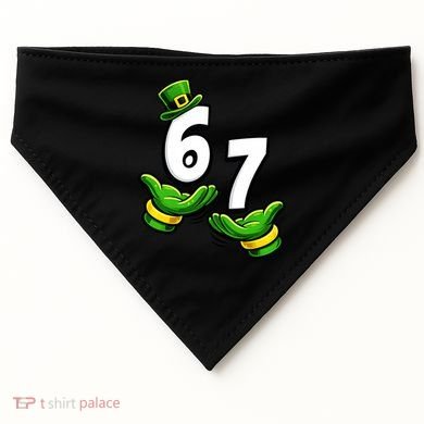 Six Seven 67 St Patricks Day 6 7 Shamrock Meme USA-Made Doggie Bandana
