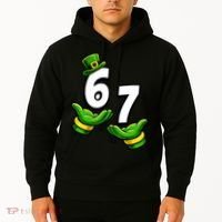 Six Seven 67 St Patricks Day 6 7 Shamrock Meme Hoodie thumb 2