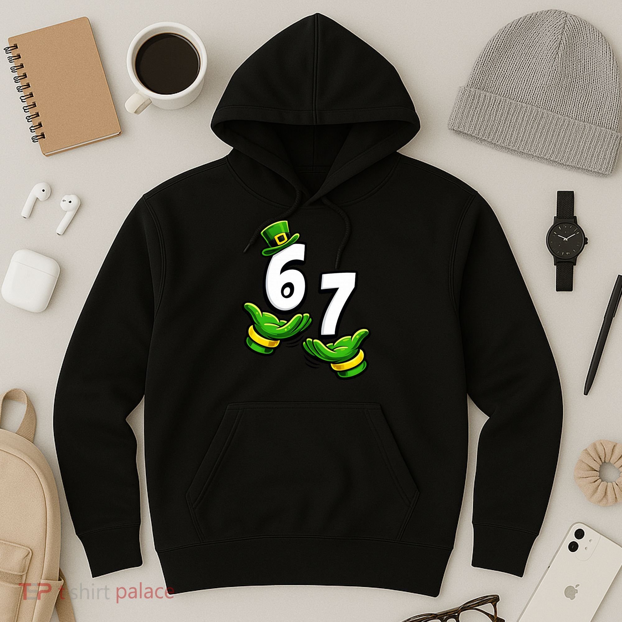 Six Seven 67 St Patricks Day 6 7 Shamrock Meme Hoodie