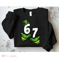 Six Seven 67 St Patricks Day 6 7 Shamrock Meme Sweatshirt thumb 2