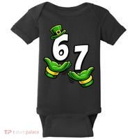 Six Seven 67 St Patricks Day 6 7 Shamrock Meme Baby Bodysuit thumb 0