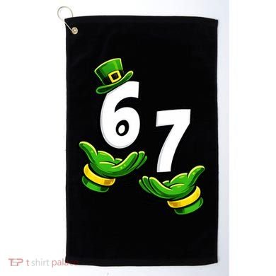 Six Seven 67 St Patricks Day 6 7 Shamrock Meme Golf Towel