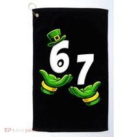 Six Seven 67 St Patricks Day 6 7 Shamrock Meme Golf Towel thumb 0