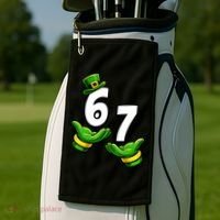 Six Seven 67 St Patricks Day 6 7 Shamrock Meme Golf Towel thumb 2