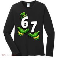 Six Seven 67 St Patricks Day 6 7 Shamrock Meme Women's Long Sleeve Shirt thumb 0