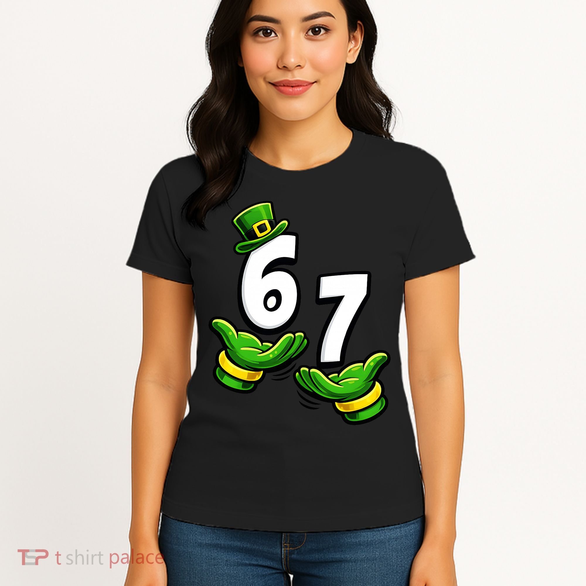 Six Seven 67 St Patricks Day 6 7 Shamrock Meme Women's T-Shirt