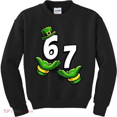Six Seven 67 St Patricks Day 6 7 Shamrock Meme Kids Sweatshirt