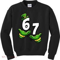 Six Seven 67 St Patricks Day 6 7 Shamrock Meme Kids Sweatshirt thumb 0