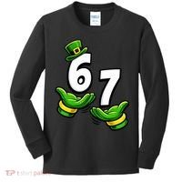 Six Seven 67 St Patricks Day 6 7 Shamrock Meme Kids Long Sleeve Shirt thumb 0