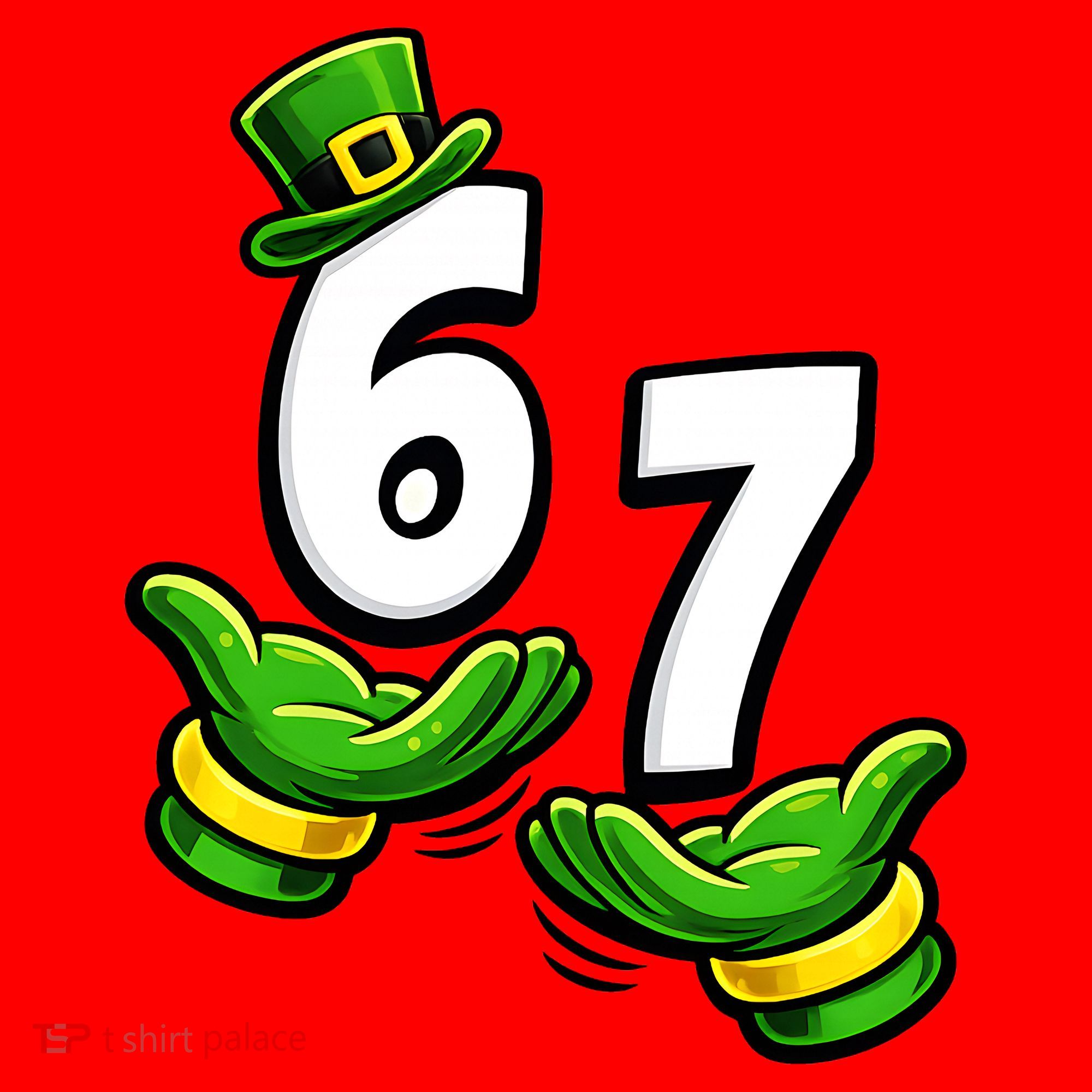 Six Seven 67 St Patricks Day 6 7 Shamrock Meme Santa Hat
