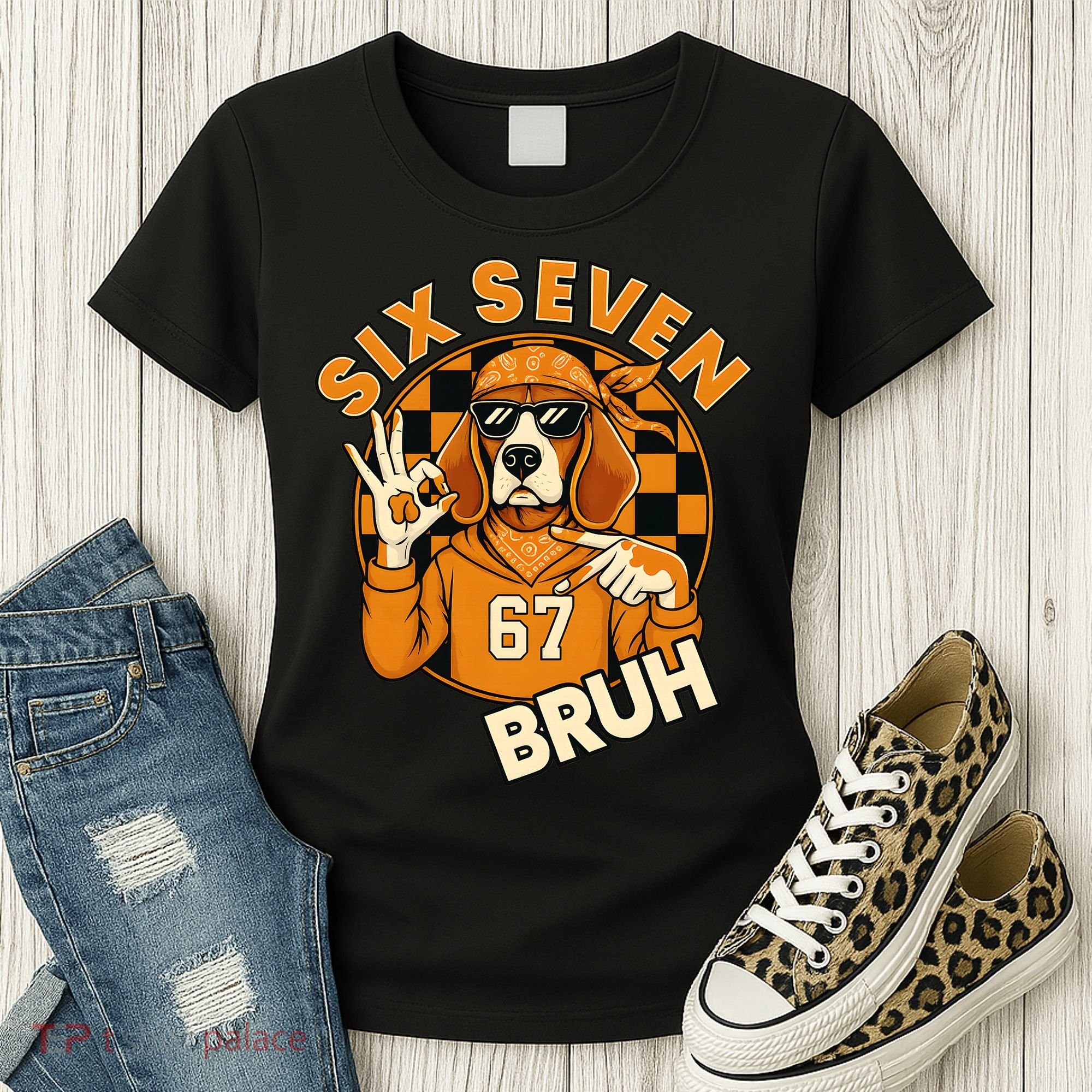 Six Seven 67 Dog 6-7 College Football Women's T-Shirt
