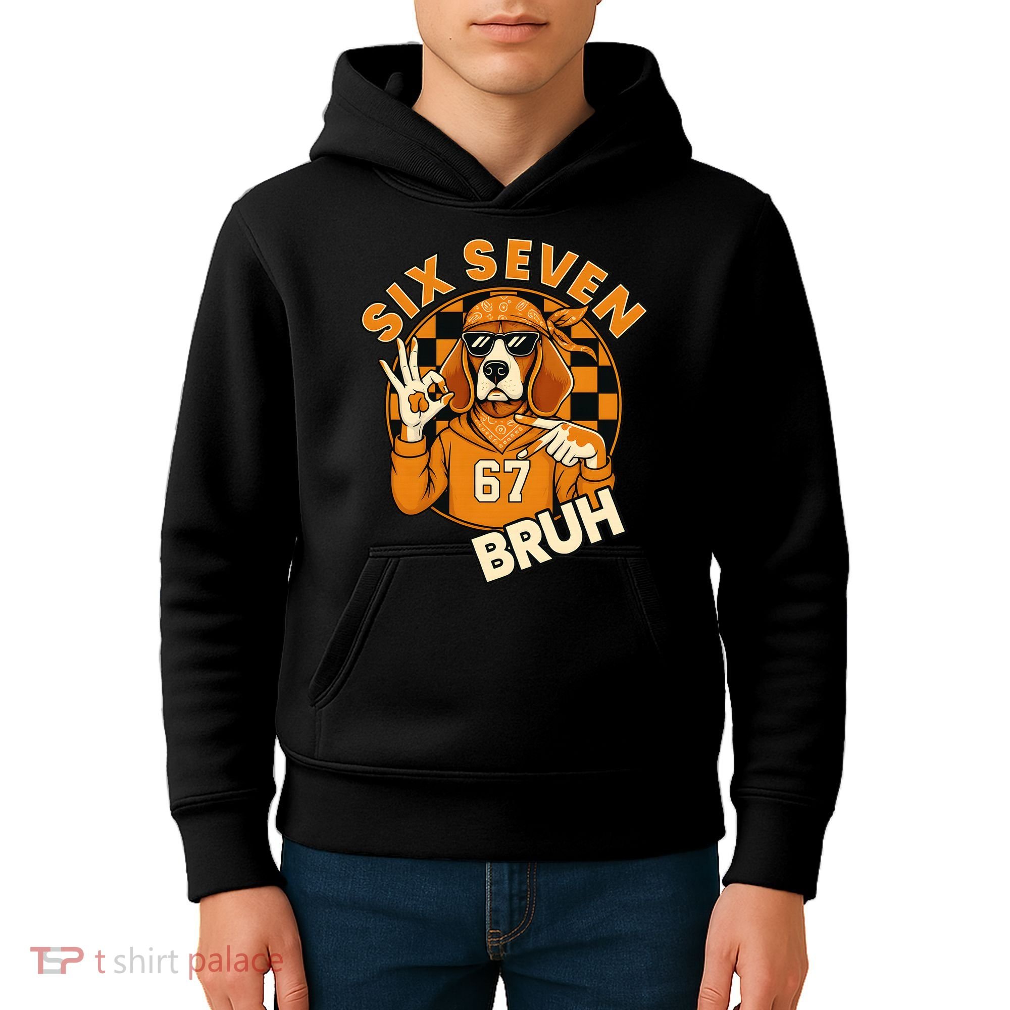 Six Seven 67 Dog 6-7 College Football Kids Hoodie
