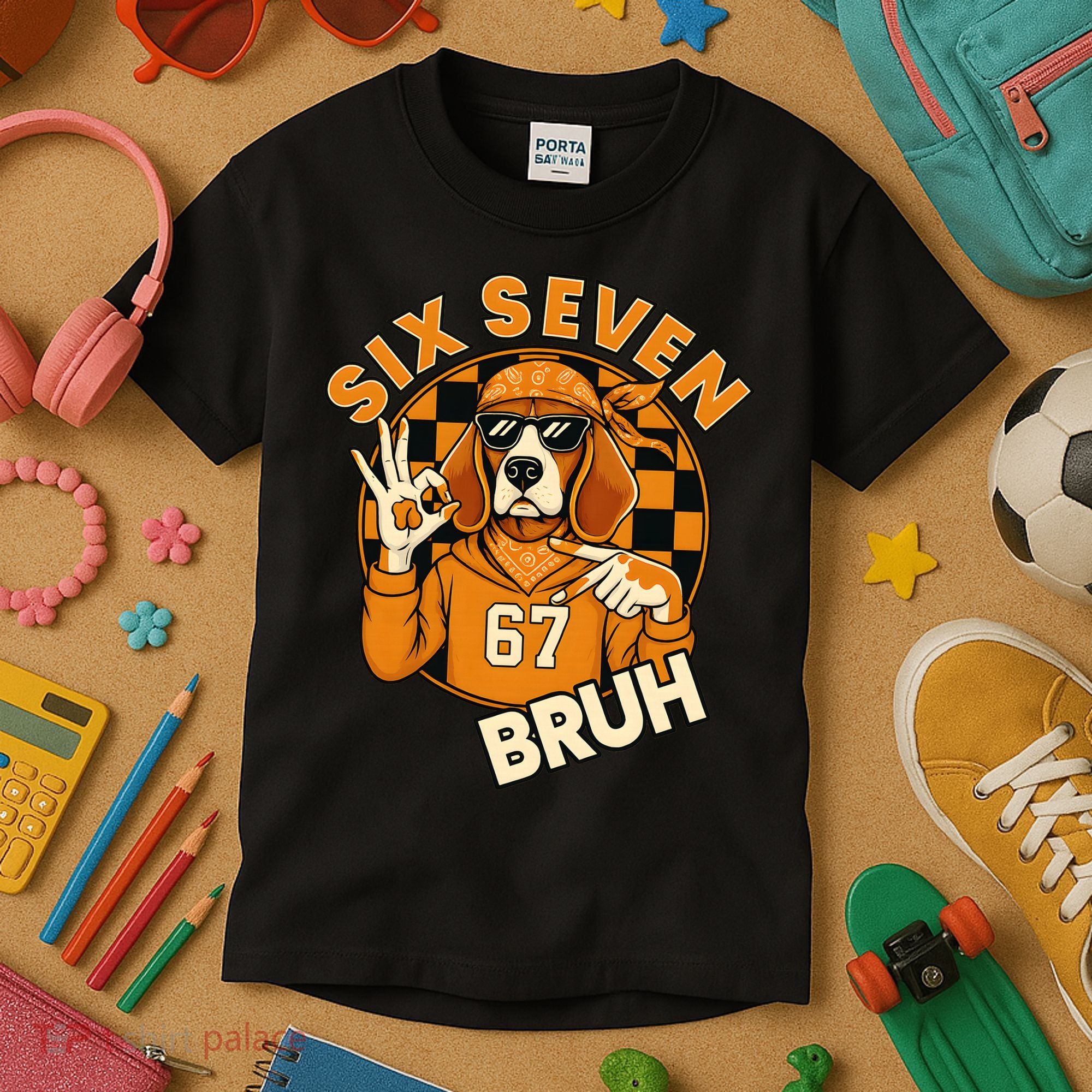 Six Seven 67 Dog 6-7 College Football Kids T-Shirt