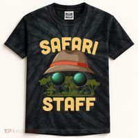 Safari Staff Art Zookeeper Costume Zoo Jungle Kids Tie-Dye T-Shirt thumb 0