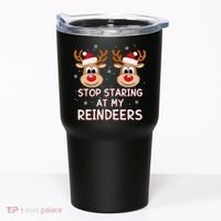 Stop Staring At My Reindeers Dirty Xmas Boob Joke Tumbler thumb 0