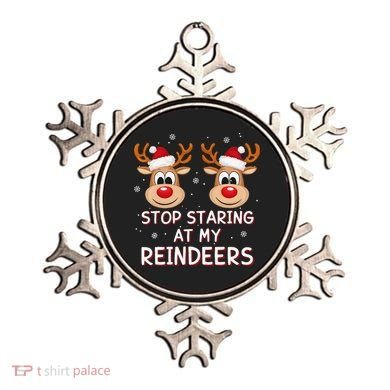 Stop Staring At My Reindeers Dirty Xmas Boob Joke Ornament