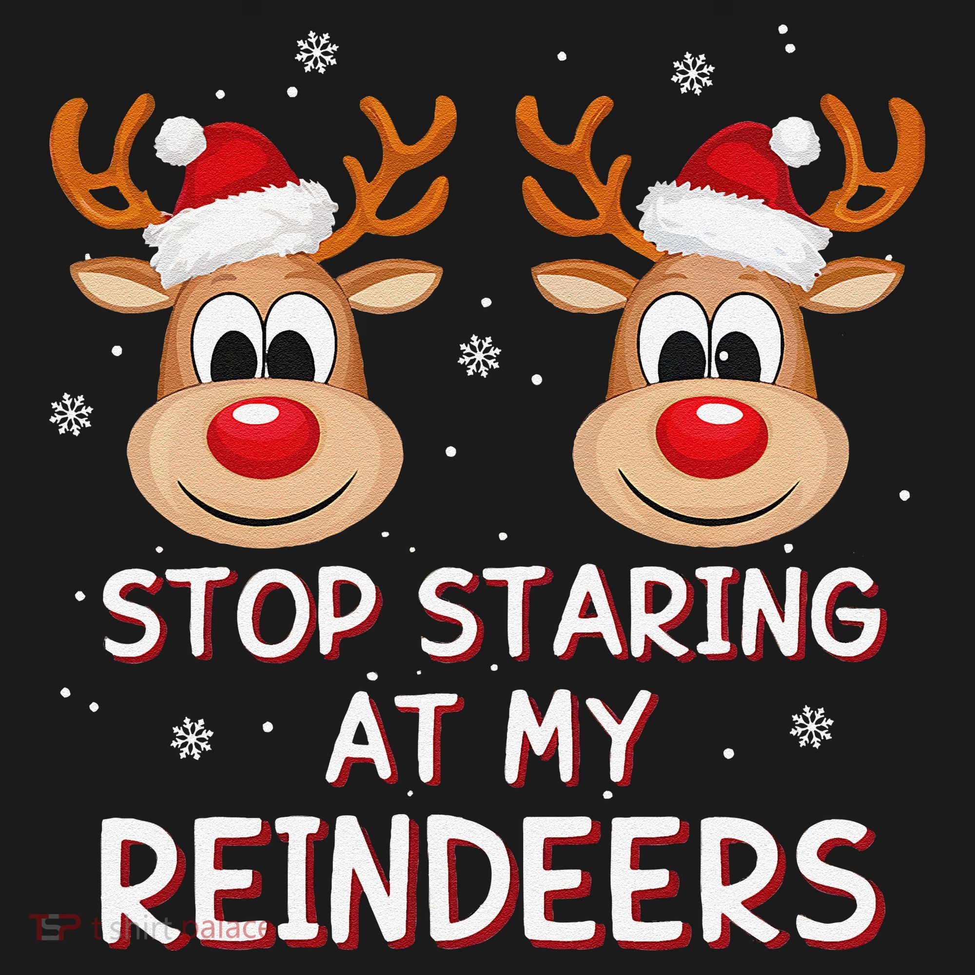 Stop Staring At My Reindeers Dirty Xmas Boob Joke Women's Tank Top