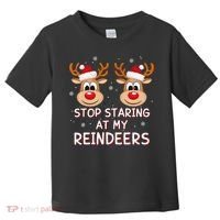 Stop Staring At My Reindeers Dirty Xmas Boob Joke Toddler T-Shirt thumb 0